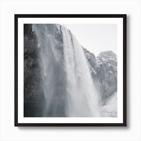 Seljalandsfoss Waterfall Iceland In Winter Art Print