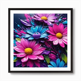 Colorful Flowers Painting 1 Art Print