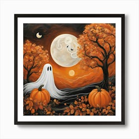 Spooky Forest Halloween Scene Art Print