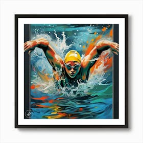 Swimmer In The Water Art Print