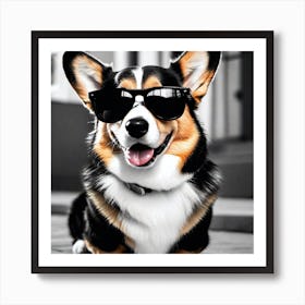 Corgi In Sunglasses 51 Art Print