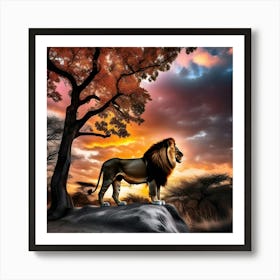 Lion In The Sunset 3 Art Print