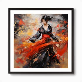 Artjuicebycsaba Japanese Traditional Gheisha Dancer Elaboarate 1 Art Print