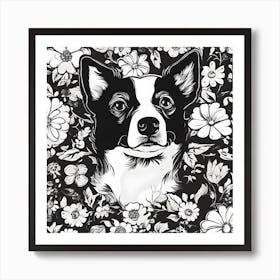 Black And White Dog 2 Art Print