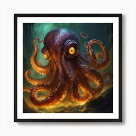 Concept Art Of A Scary Monster Fantasy Octopus (1) Art Print