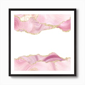 Pink & Gold Glitter Agate Texture 08 Art Print