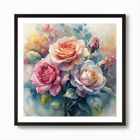 Watercolor Roses 9 Art Print