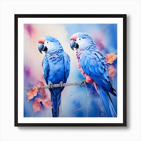 Blue Parrots Art Print