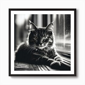 Black And White Cat 13 Art Print