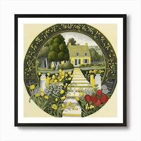 Yellow House In The Yellow Garden, Vintage  Art Print