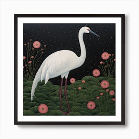 Ohara Koson Inspired Bird Painting Greater Flamingo 3 Square Art Print