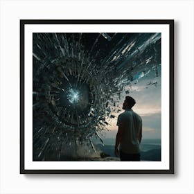 A Man Observing How Reality Break Art Print