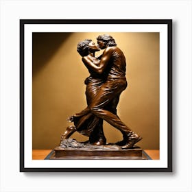 A Bronze Sculpture Of A Couple Kissing And Embraci (2) (1) Art Print