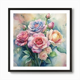 Watercolor Roses 5 Art Print