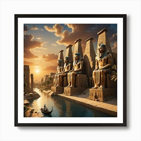 Egyptian Temples At Sunset Art Print