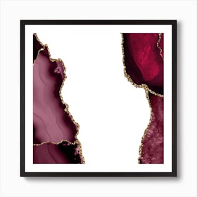 Burgundy & Gold Agate Texture 21 Art Print