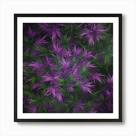 Purple Leaves On Black Background Poster