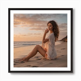 547928 A Touristic Sandy Beach, An Attractive Sunrise, A Xl 1024 V1 0 Art Print