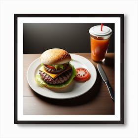 Burger And Drink 2 Art Print