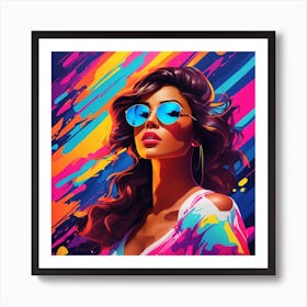Psychedelic Girl With Sunglasses Art Print