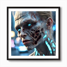 Zombie Woman With Blue Eyes Art Print