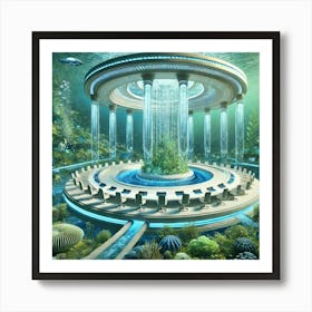 A Futuristic, High Tech Underwater Scene Symbolizi Art Print