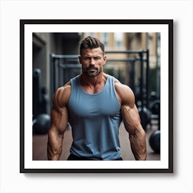 Muscular Man In Gym 1 Art Print