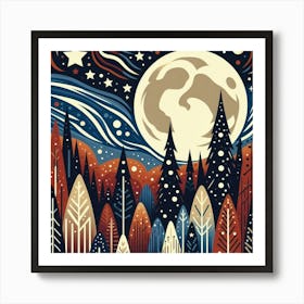 Full Moon In The Forest 5 Art Print