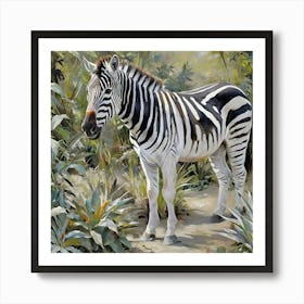 Zebra in a jungle Art Print