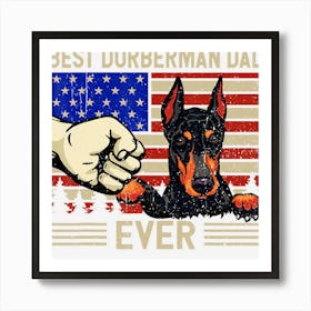 Limited Edition Mens American Flag Best Dorberman Dad 4th Of Art Print