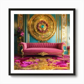 Futuristic Beautiful French Mansion Interior Glamo (21) Art Print