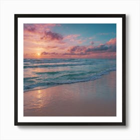 Sunset on a sparkling beach Art Print