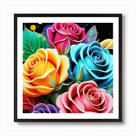 Abstract Painting Magical Organic Roses 2 Art Print