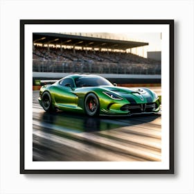 Green Sports Car On A Track Art Print