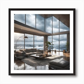 Living Room With Ocean View 1 Art Print