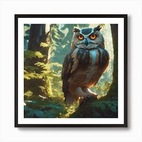 Owl In The Forest 225 Art Print