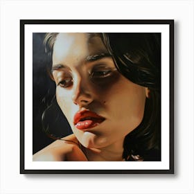 'The Girl With Red Lips' Art Print