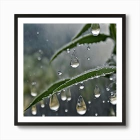 Raindrops On A Plant Art Print