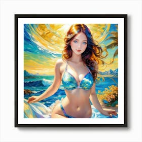 Beautiful Girl In Bikini yu Art Print