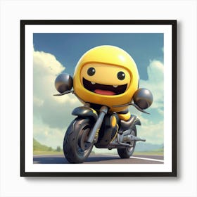 Yellow Motorcycle On The Road Art Print