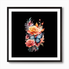 Flowers And Butterflies Art Print