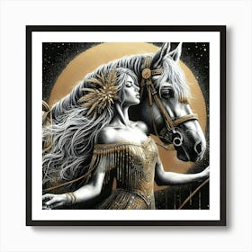 Woman With Horse Art Print