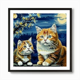 van goth Cat Painting Art Print