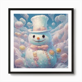 Pastel snowman Art Print