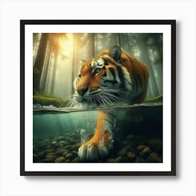 Tiger In The Water 1 Art Print