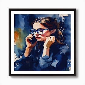 Woman Talking On The Phone Art Print