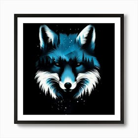 Fox and night sky 3 Art Print