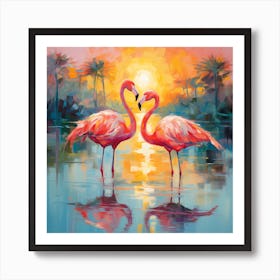 Flamingo Reflections Art Print