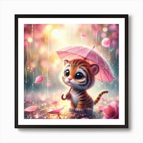 Little Tiger In The Rain Art Print