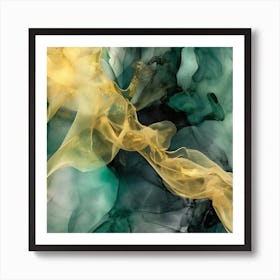 Emerald Gold Flow 15 Art Print